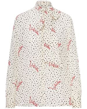 Valentino Garavani Crepe De Chine Shirt With Bubbles And Polka Dot - White