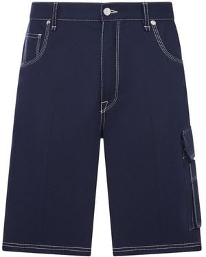 Fendi Cotton Canvas Cargo Bermuda Shorts - Blue