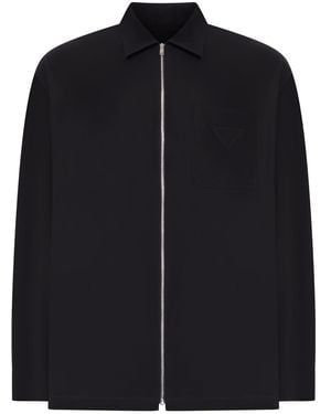 Prada Overshirt in cotone con zip - Nero