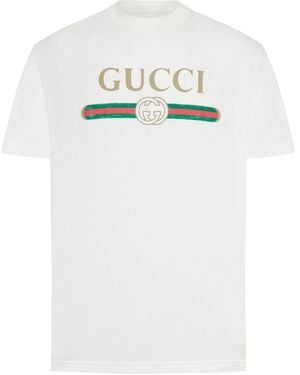 Gucci Cotton And Silk Jersey T-Shirt With Print - White
