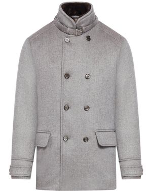 Moorer Cappotto doppiopetto corto kurt-bab - Grigio