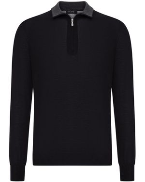 Nome G Maglione polo in maglia fine con zip - Blu