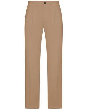Incotex Tailored Tailored Trousers In Cotton And Linen Blend - Natural