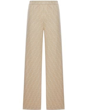 Fendi Ff Chambray Trousers - Natural