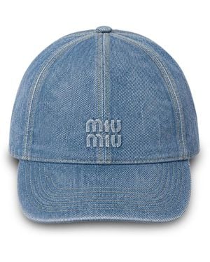 Miu Miu Washed Denim Baseball Cap - Blue