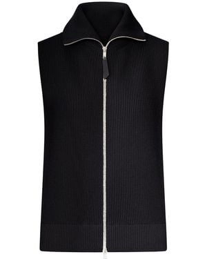 Maison Margiela Ribbed Knit Zip-Up Vest - Black