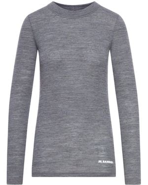 Jil Sander Long-Sleeved T-Shirt With Printed Logo - Grey