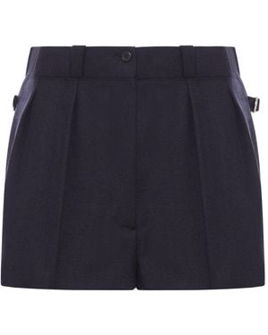 Prada Chevron Wool Shorts - Blue