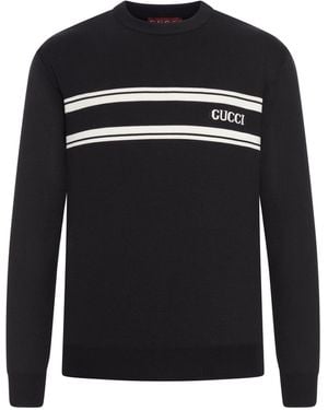 Gucci Silk And Cotton Jumper With Intarsia - Black