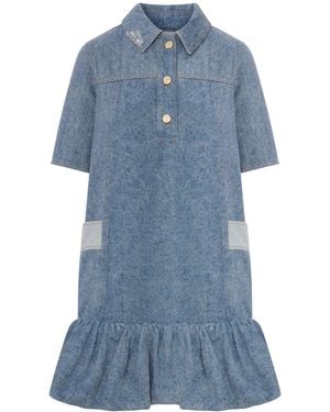 Ganni Patchwork Denim Dress - Blue