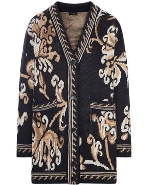 Etro Cardigan in maglia jacquard con motivo floreale - Nero