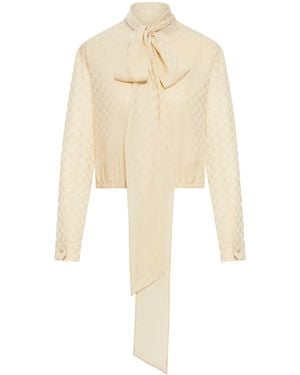 Gucci gg Jacquard Silk Top - Natural