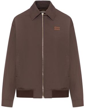 Miu Miu Panama Jacket With Patch in Blue | Lyst