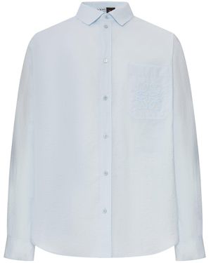 Loewe X Paula's Ibiza Long-Sleeved Textured Poplin Shirt - White