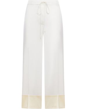 TOTEME Wide-Leg Satin Trousers With Drawstring - White
