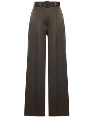 Zimmermann Wide Leg Trousers With Silk Belt And Darts - Grey
