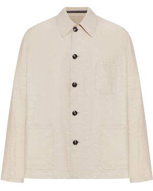 Giorgio Armani Linen Blend Blouson - Natural
