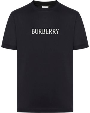 Burberry Cotton T-Shirt With Printed Logo - Black
