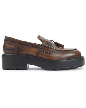 Miu Miu Smooth Leather Loafers With Tassels - Brown