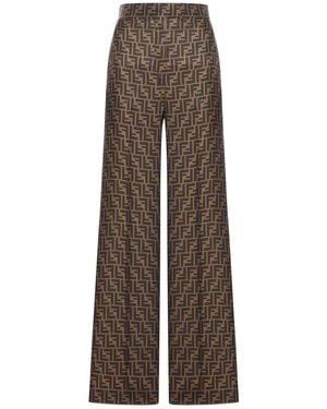 Fendi Ff Twill Pants - Brown