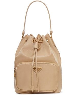 Prada Duet Re-Nylon Bucket Bag - Natural