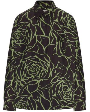 Dries Van Noten Long-Sleeved Shirt With All-Over Print - Green
