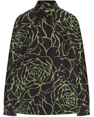 Dries Van Noten Long-Sleeved Shirt With All-Over Print - Green