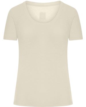 120% Lino Short-Sleeved T-Shirt With Wide Neckline - Natural