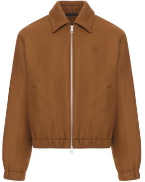 Ami Paris Giacca ami de coeur con zip in lana - Marrone