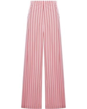 Dries Van Noten Striped Cotton Palazzo Pants - Pink