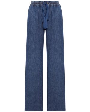 Valentino Garavani Pantaloni wide leg in chambray - Blu