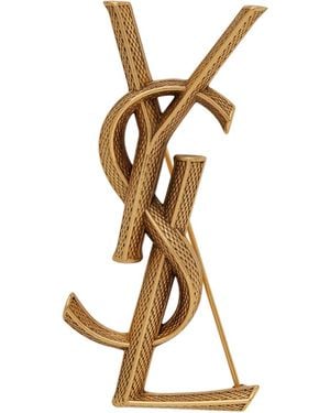 Saint Laurent Cassandre Metal Snake Pin - Metallic