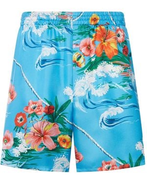 Gucci Printed Silk Twill Shorts - Blue
