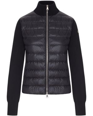 Moncler Wool Padded Cardigan With Zip - Blue