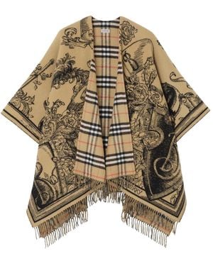 Burberry Reversible Wool Cape With Etched Knight - Metallic
