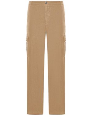 120% Lino Linen Cargo Trousers - Natural