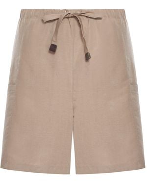 Max Mara Pure Linen And Silk Cargo Shorts - Natural