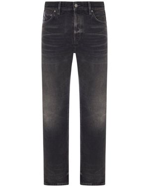 Haikure Jeans dritto in denim lavato con tasche - Blu