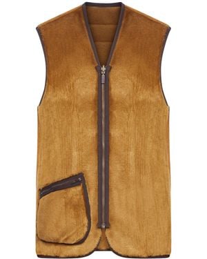 Barbour Reversible Fleece Vest With Zip - Brown
