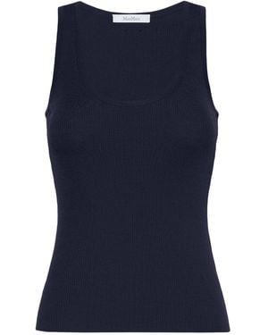 Max Mara Fitted Ribbed Top - Blue