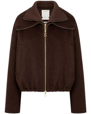 Sportmax Pure Wool Bomber Jacket With Removable Front Insert - Brown