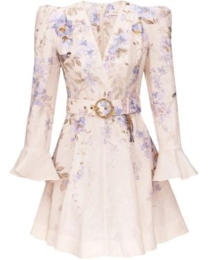 Zimmermann Mini Dress With Deep Neckline - Pink