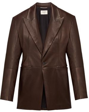 Saint Laurent Giacca in pelle di agnello - Marrone