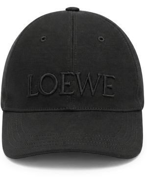 Loewe Cappello in tela con ricamo sul fronte - Nero