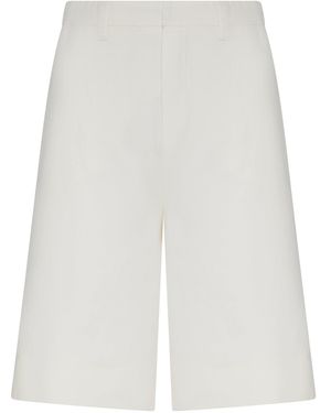 Max Mara Cotton And Linen Drill Bermuda Shorts - White