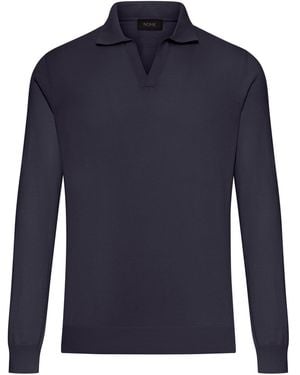 Nome G Cotton Knitted Tennis Polo - Blue