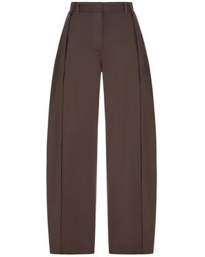 Loewe Pantaloni in gabardine di cotone e seta leggera - Marrone
