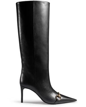 Gucci Leather Slip-On Boots With Horsebit - Black
