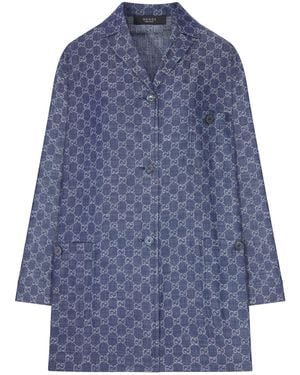 Gucci Gg Jacquard Cotton Denim Jacket - Blue