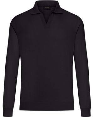 Nome G Cotton Knitted Tennis Polo - Blue